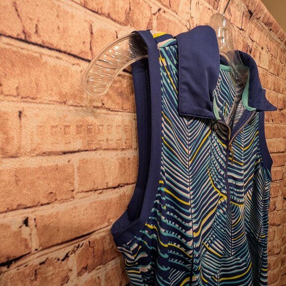 EP New York Blue and Green Leaf Print Golf Dress with Shorts Set Size Small - Picture 7 of 15